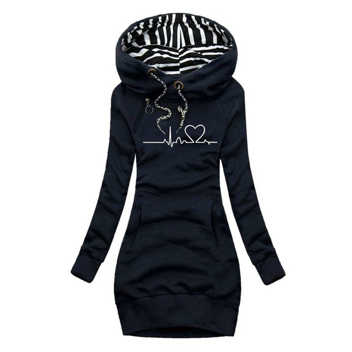 Comfortable Sweatshirt Dress for Women Hooded Long-Sleeve