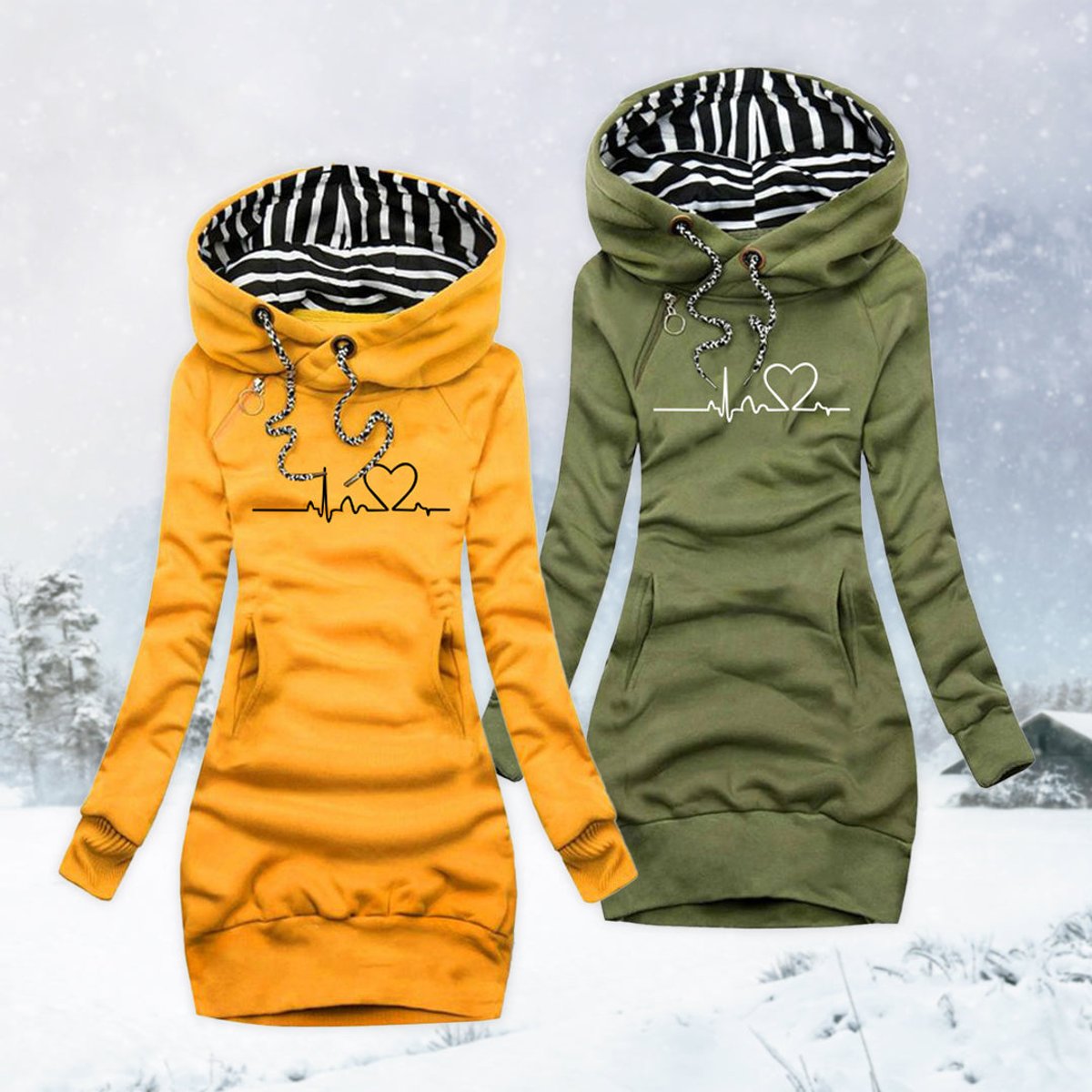 Comfortable Sweatshirt Dress for Women Hooded Long-Sleeve