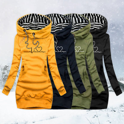 Comfortable Sweatshirt Dress for Women Hooded Long-Sleeve
