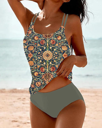 Stylish Tankini for Women Printed High-Waisted Two-Piece