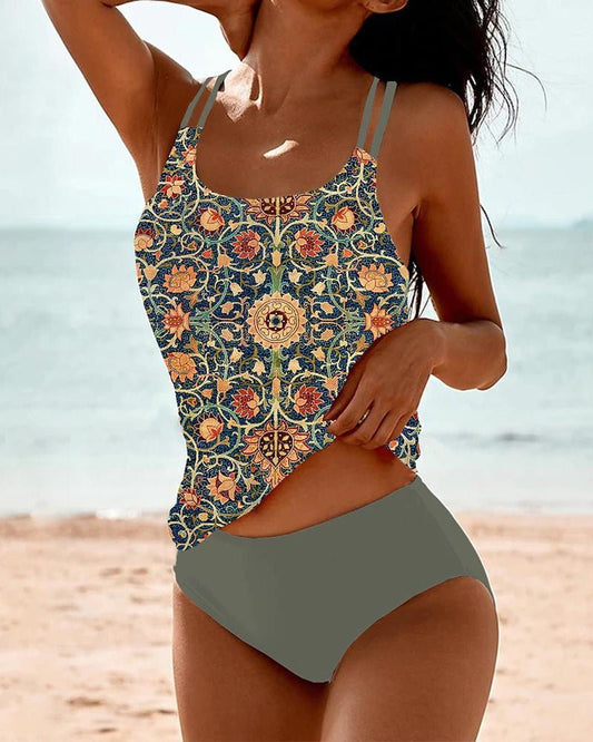 Stylish Tankini for Women Printed High-Waisted Two-Piece