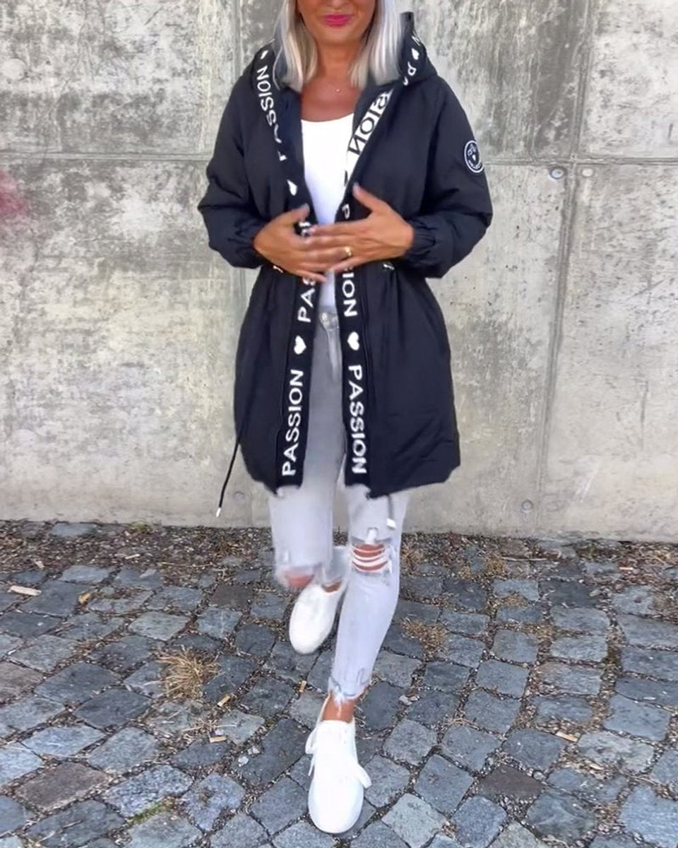 Comfortable Parka for Women Hooded Drawstring