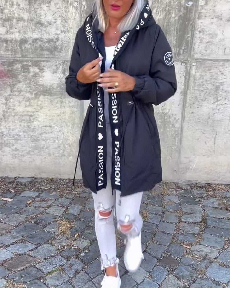 Comfortable Parka for Women Hooded Drawstring