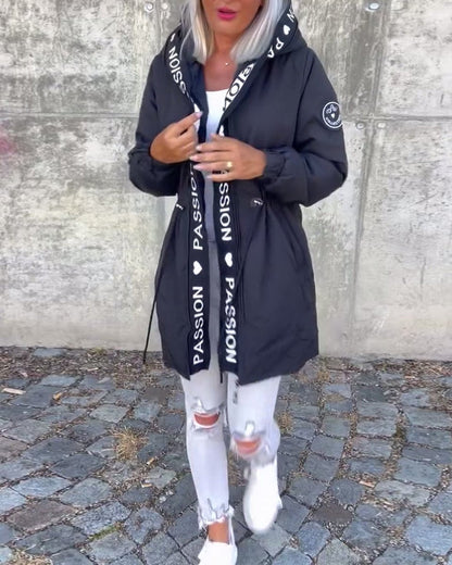 Comfortable Parka for Women Hooded Drawstring