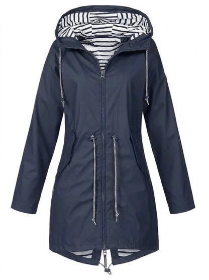 Effortless Rain Jacket for Women Hooded Drawstring