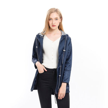 Effortless Rain Jacket for Women Hooded Drawstring