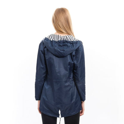 Effortless Rain Jacket for Women Hooded Drawstring