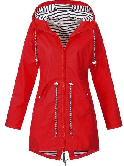 Effortless Rain Jacket for Women Hooded Drawstring