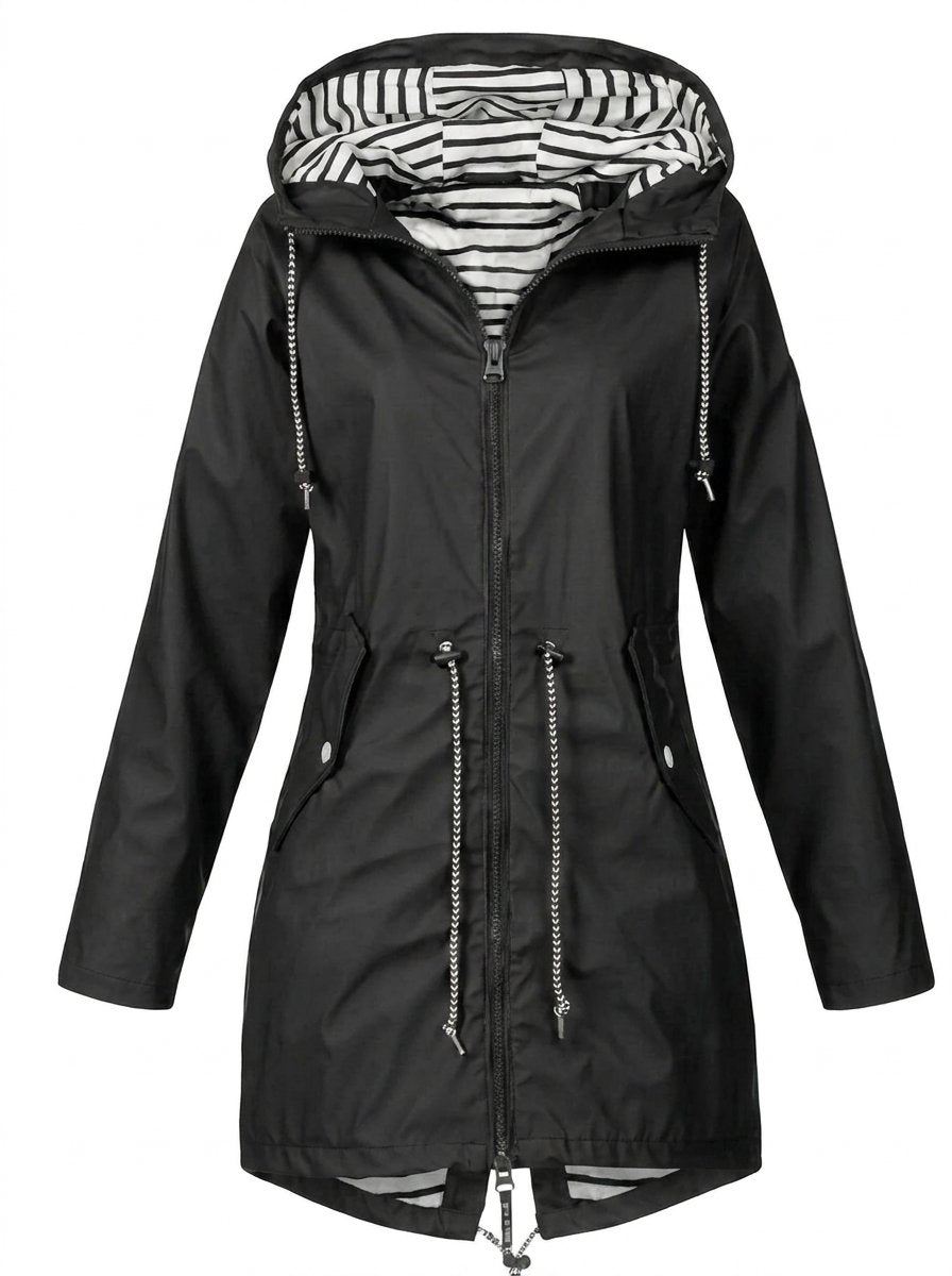 Effortless Rain Jacket for Women Hooded Drawstring