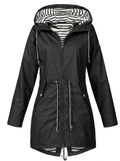 Effortless Rain Jacket for Women Hooded Drawstring