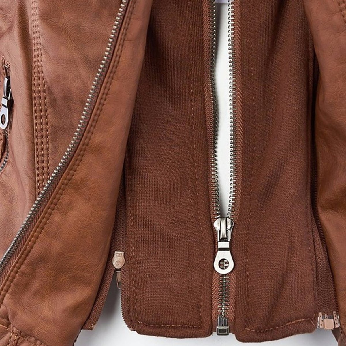 Stylish Moto Jacket for Women Hooded Faux-Leather