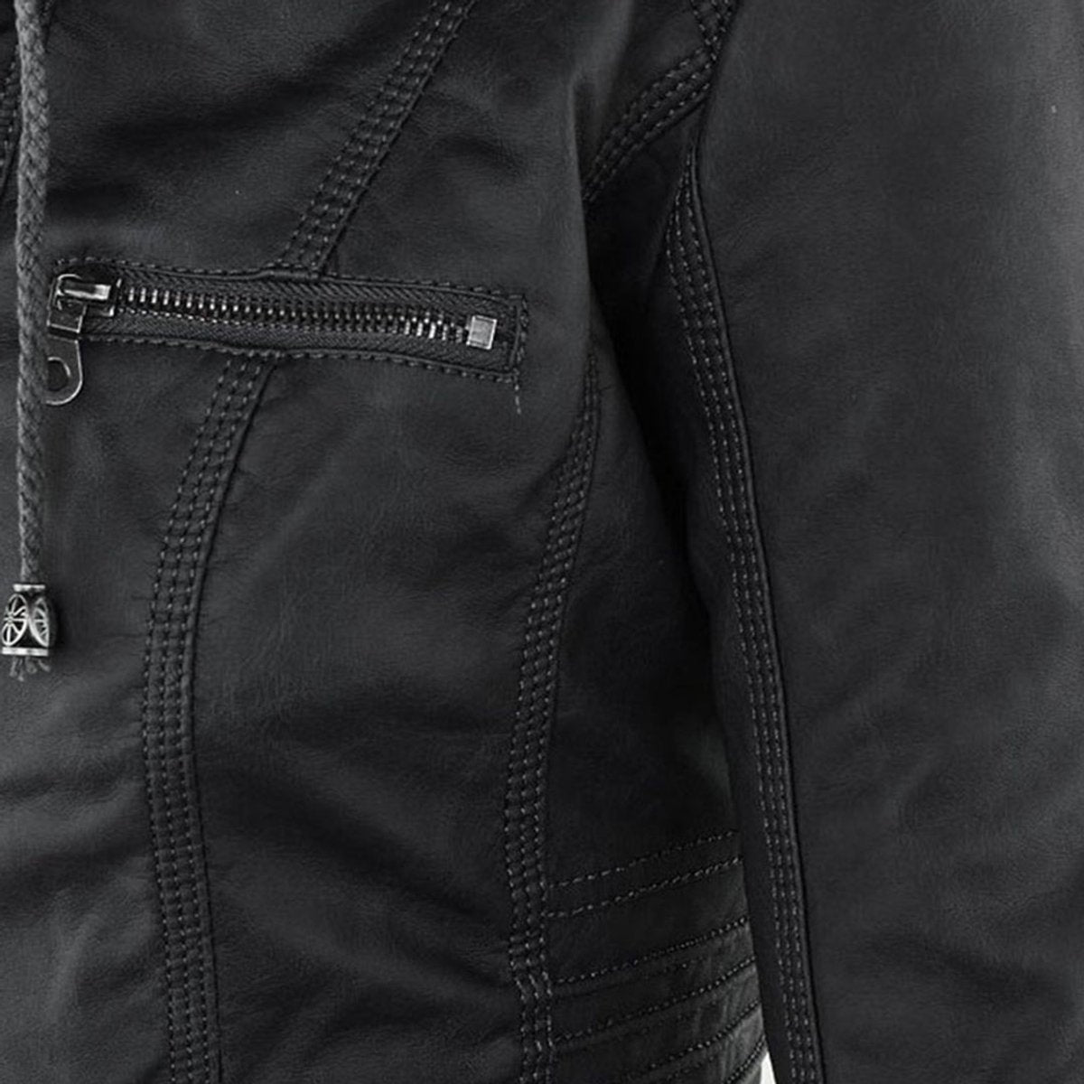 Stylish Moto Jacket for Women Hooded Faux-Leather