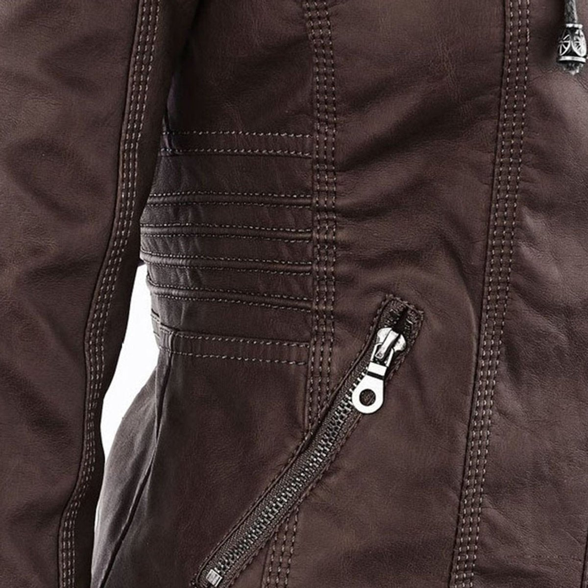 Stylish Moto Jacket for Women Hooded Faux-Leather