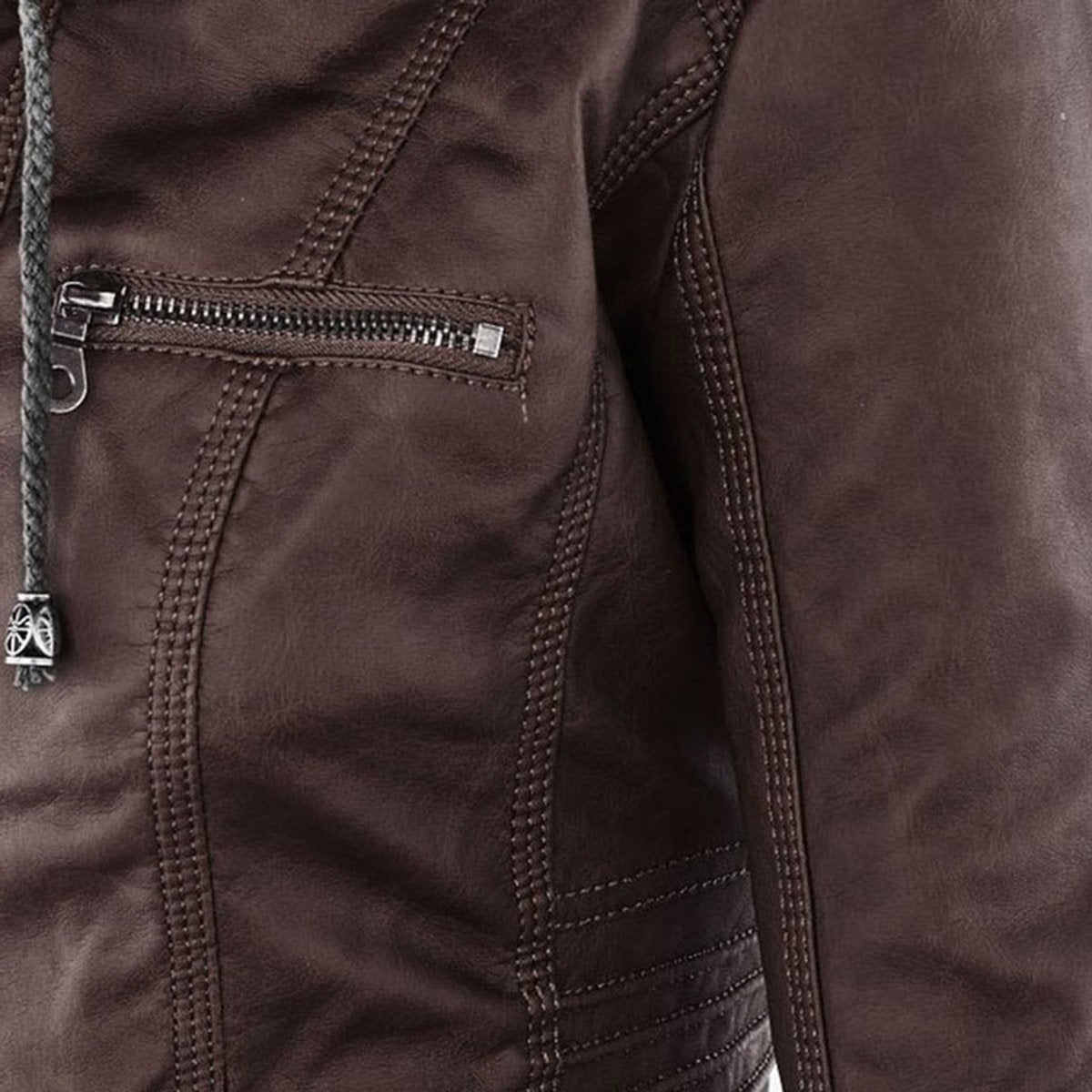 Stylish Moto Jacket for Women Hooded Faux-Leather