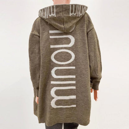 Comfortable Hooded Cardigan for Women Chunky-Knit Open-Front