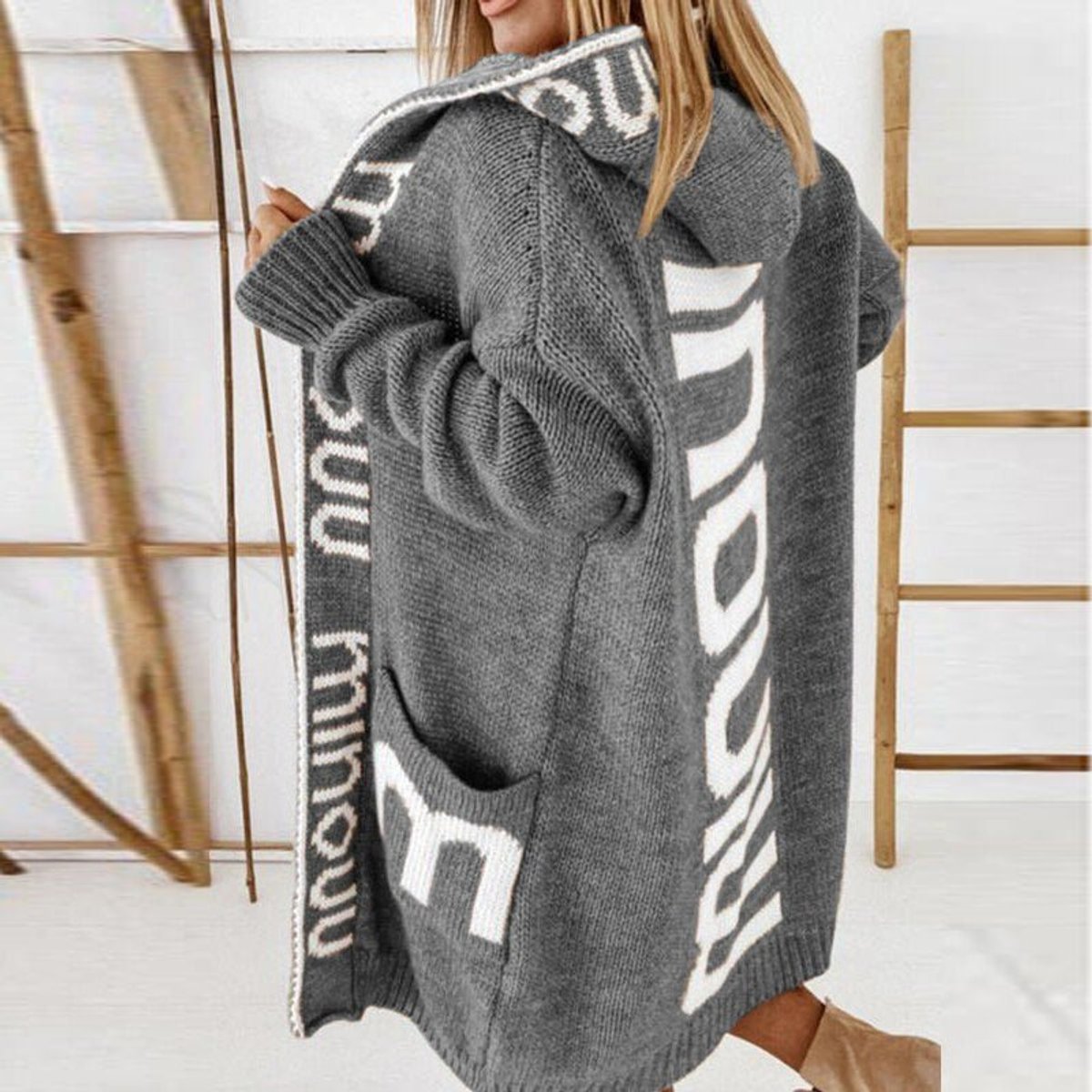 Comfortable Hooded Cardigan for Women Chunky-Knit Open-Front