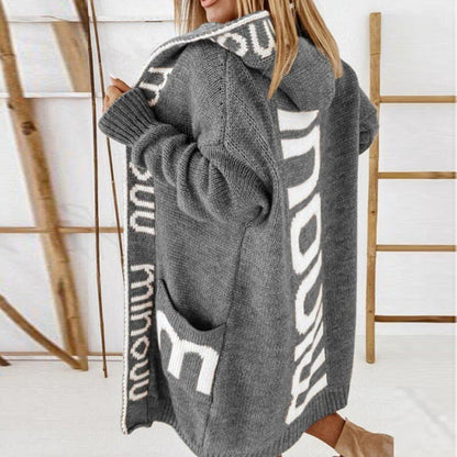 Comfortable Hooded Cardigan for Women Chunky-Knit Open-Front