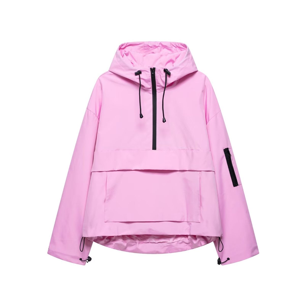 Effortless Anorak Jacket for Women Hooded Half-Zip