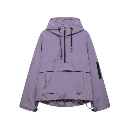 Effortless Anorak Jacket for Women Hooded Half-Zip