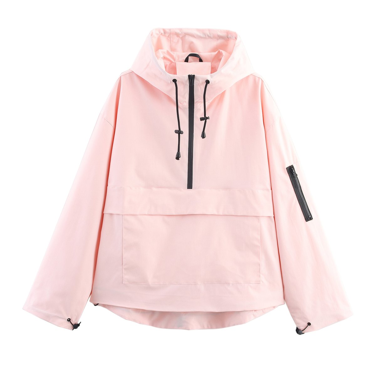 Effortless Anorak Jacket for Women Hooded Half-Zip