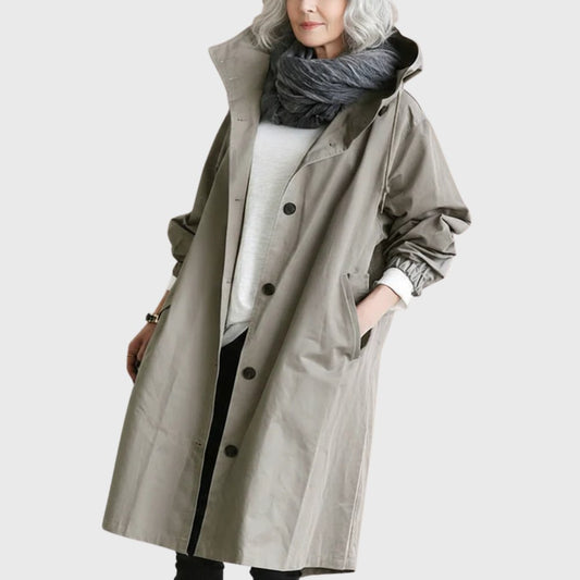 Effortless Trench Coat for Women Hooded Relaxed-Fit Long