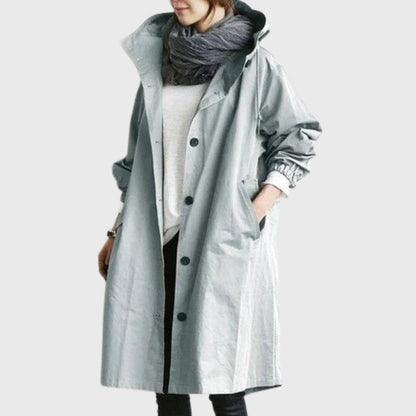 Effortless Trench Coat for Women Hooded Relaxed-Fit Long