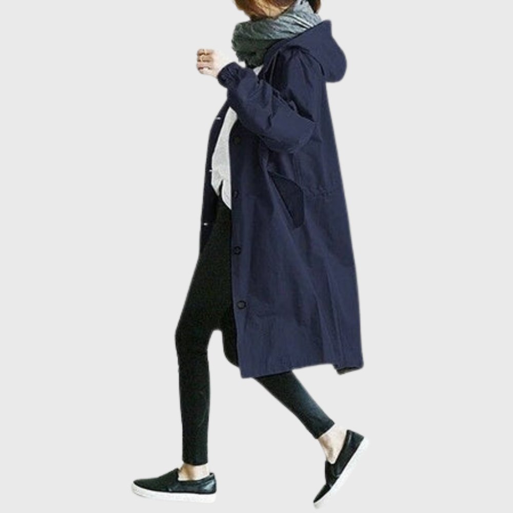 Effortless Trench Coat for Women Hooded Relaxed-Fit Long