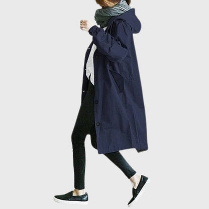 Effortless Trench Coat for Women Hooded Relaxed-Fit Long