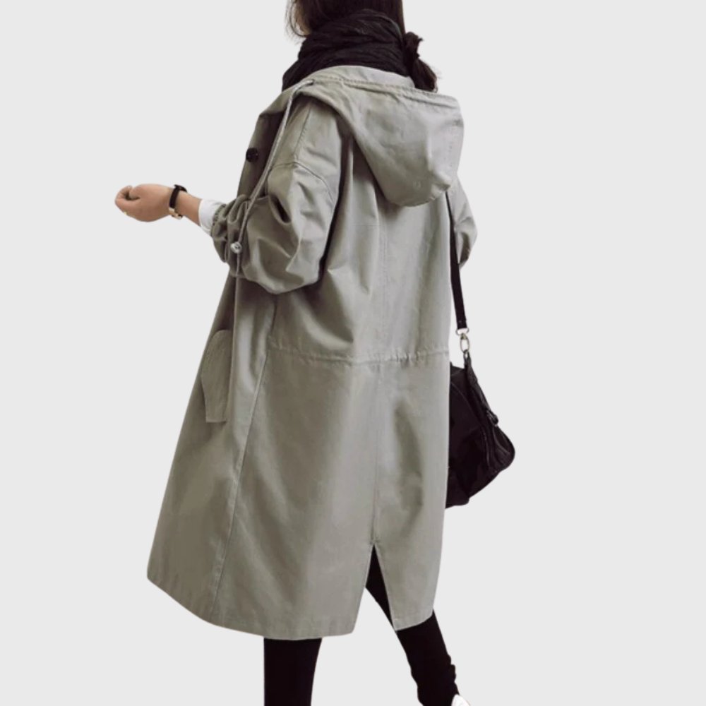 Effortless Trench Coat for Women Hooded Relaxed-Fit Long