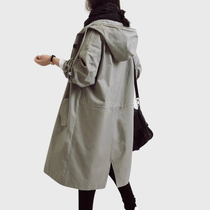 Effortless Trench Coat for Women Hooded Relaxed-Fit Long