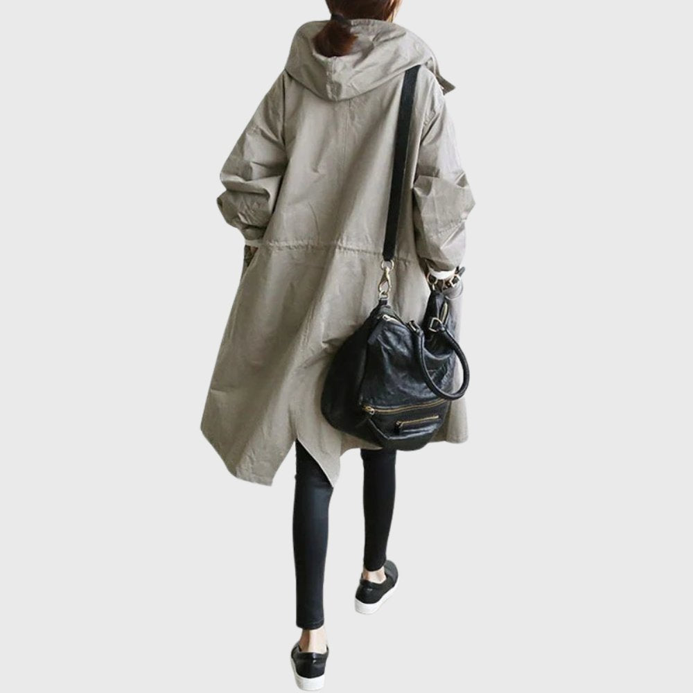 Effortless Trench Coat for Women Hooded Relaxed-Fit Long
