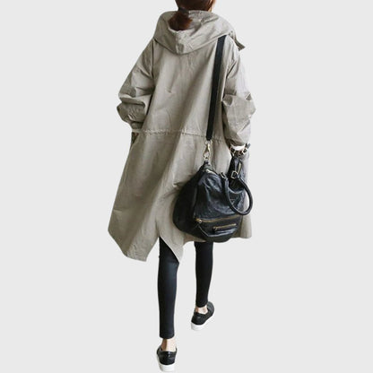Effortless Trench Coat for Women Hooded Relaxed-Fit Long