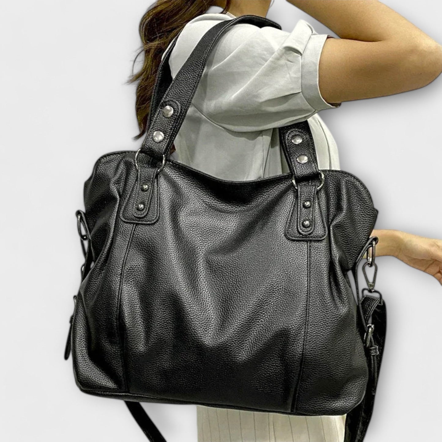 Effortless Shoulder Bag for Women Vegan-Leather Large-Capacity