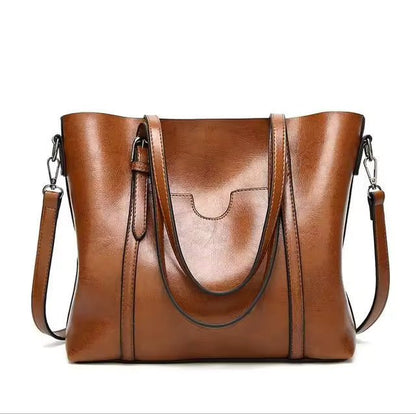 Effortless Tote Bag for Women Oil-Wax Leather-Look Large