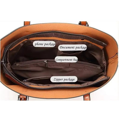 Effortless Tote Bag for Women Oil-Wax Leather-Look Large