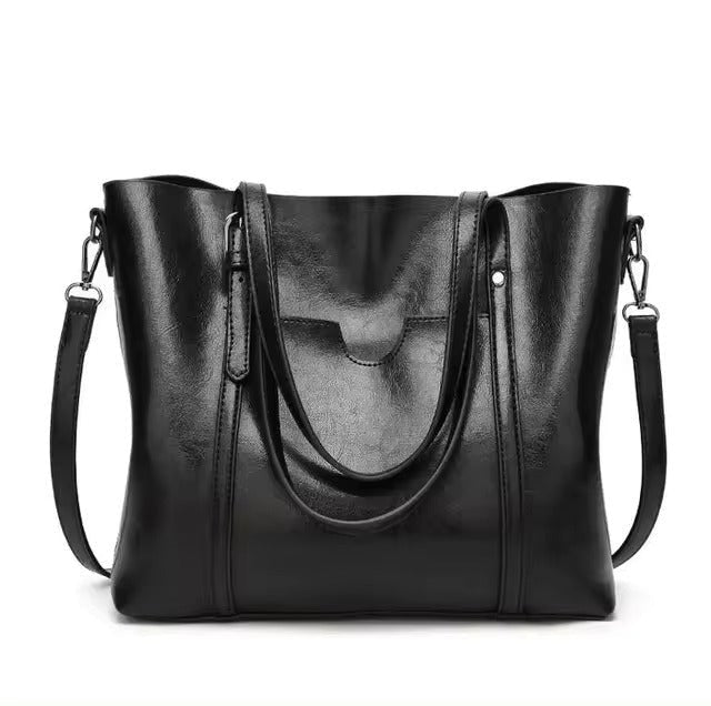 Effortless Tote Bag for Women Oil-Wax Leather-Look Large