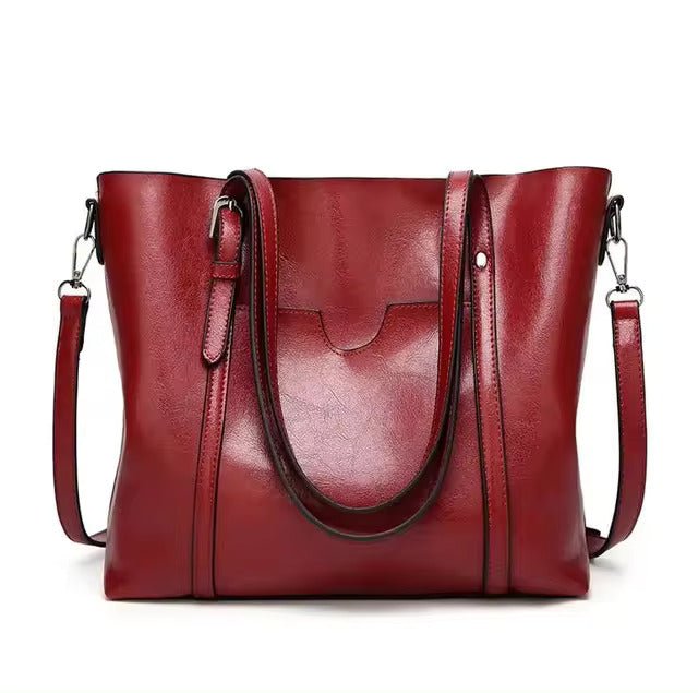 Effortless Tote Bag for Women Oil-Wax Leather-Look Large