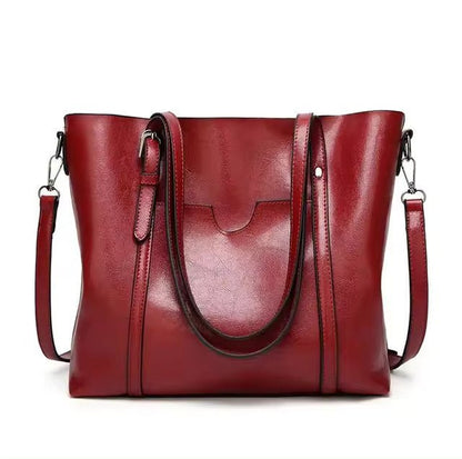 Effortless Tote Bag for Women Oil-Wax Leather-Look Large