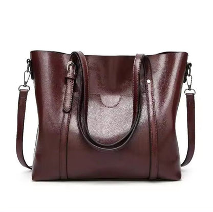 Effortless Tote Bag for Women Oil-Wax Leather-Look Large