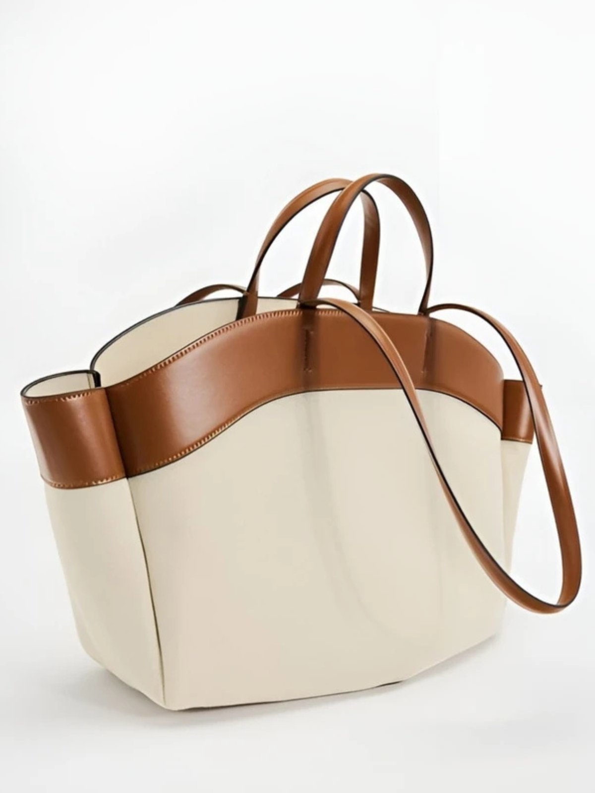 Effortless Tote Bag for Women Leather-Trim Open-Top