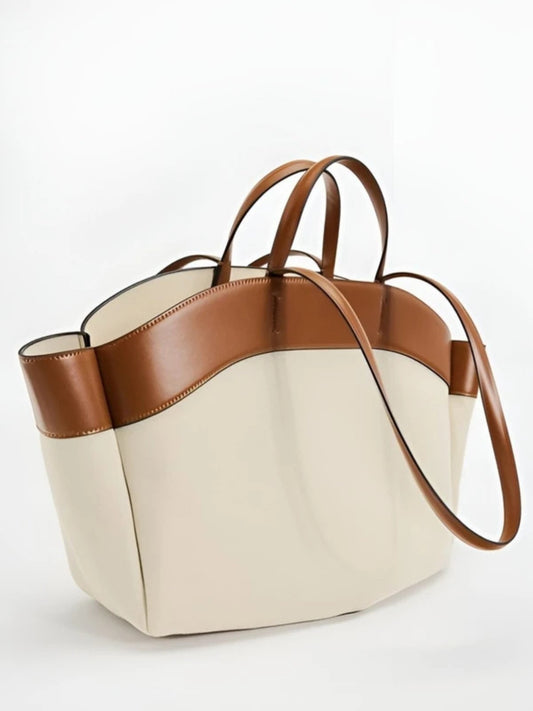 Effortless Tote Bag for Women Leather-Trim Open-Top