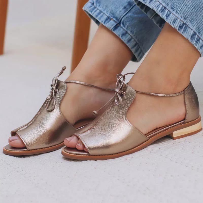 Stylish Leather Strap Sandals for Women Bow-Tie Open-Toe