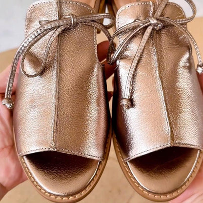 Stylish Leather Strap Sandals for Women Bow-Tie Open-Toe
