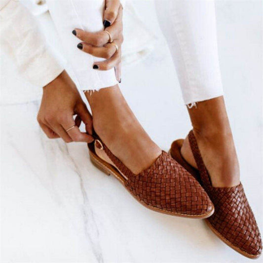 Comfortable Sandals for Women Woven Pointed-Toe Slingback