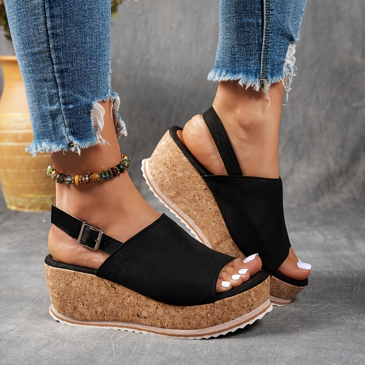 Comfortable Sandals for Women Leopard-Print Platform Wedge