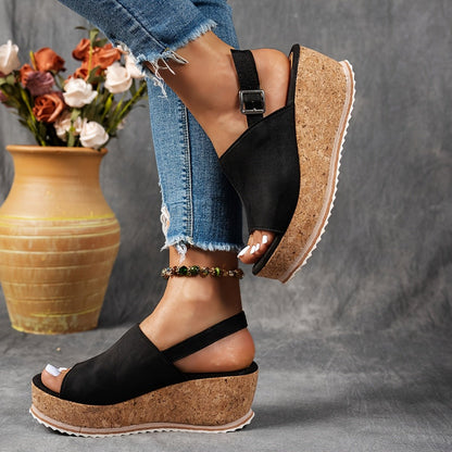 Comfortable Sandals for Women Leopard-Print Platform Wedge