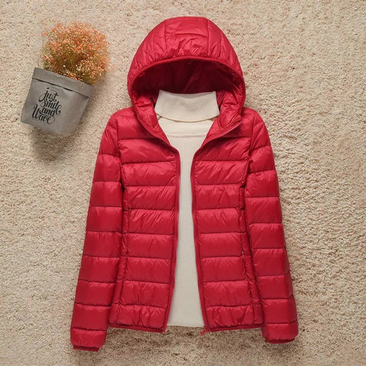 Comfortable Puffer Jacket for Women Hooded Lightweight
