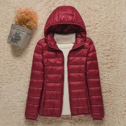 Comfortable Puffer Jacket for Women Hooded Lightweight