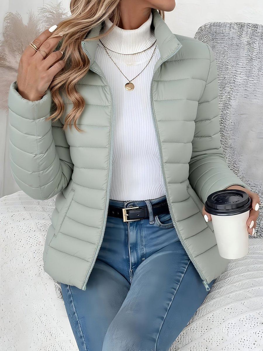 Comfortable Puffer Jacket for Women Quilted Stand-Collar