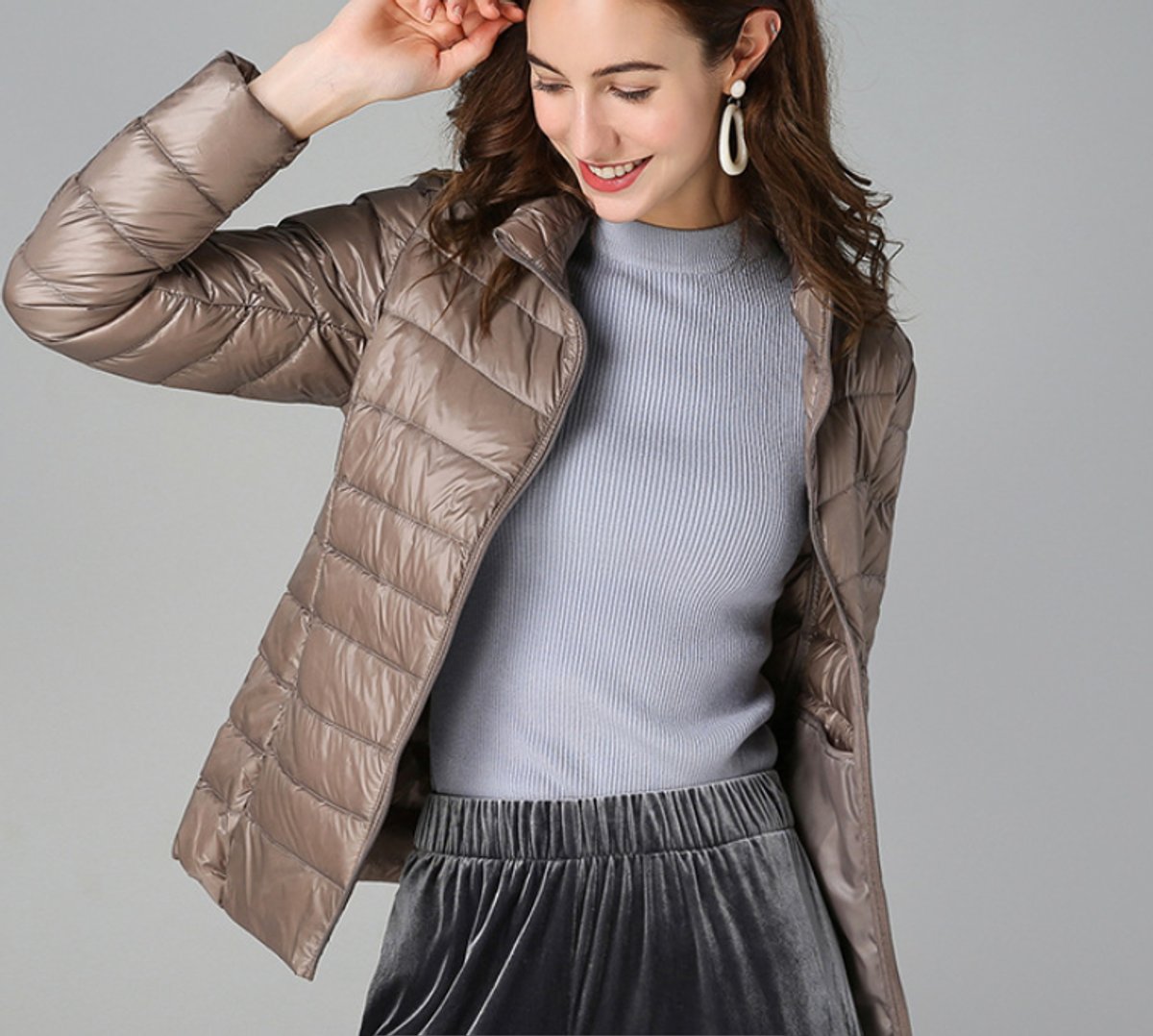 Comfortable Puffer Jacket for Women Quilted Stand-Collar